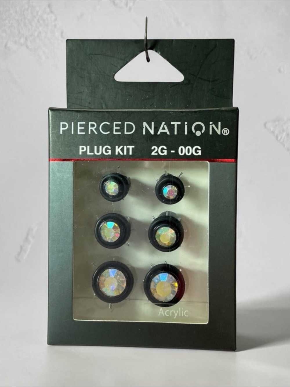 Pierced Nation 2 Gauge to 00 Gauge Iridescent Black Acrylic Plug Kit